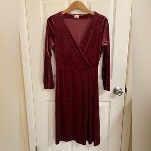 A New Day | Mauve Pink Velvet Faux Wrap Dress